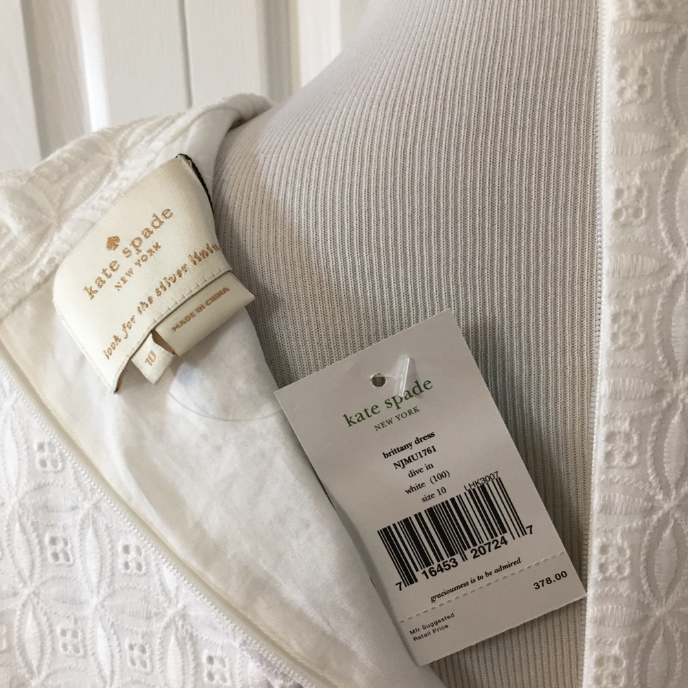 NWT! Kate Spade White Eyelet Brittany Dress + Belt - Picture 6 of 8